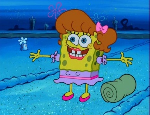 spongebob wears a dress